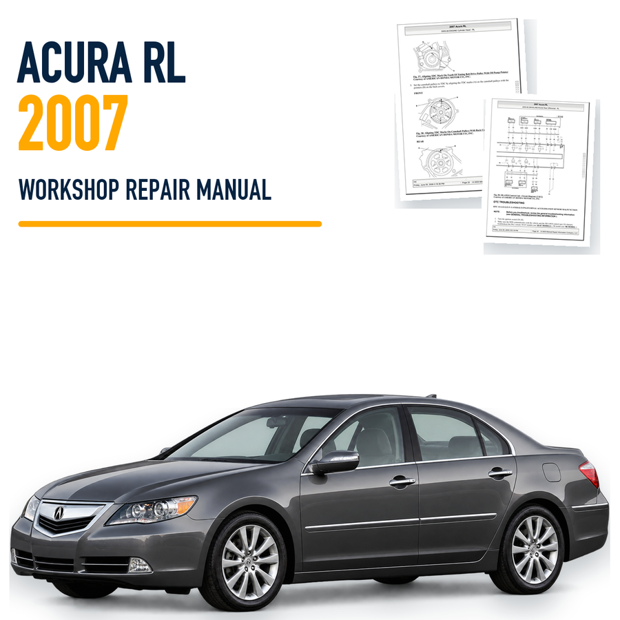 2007 Acura RL workshop repair manual with graphite saloon, timing belt and SH-AWD page previews