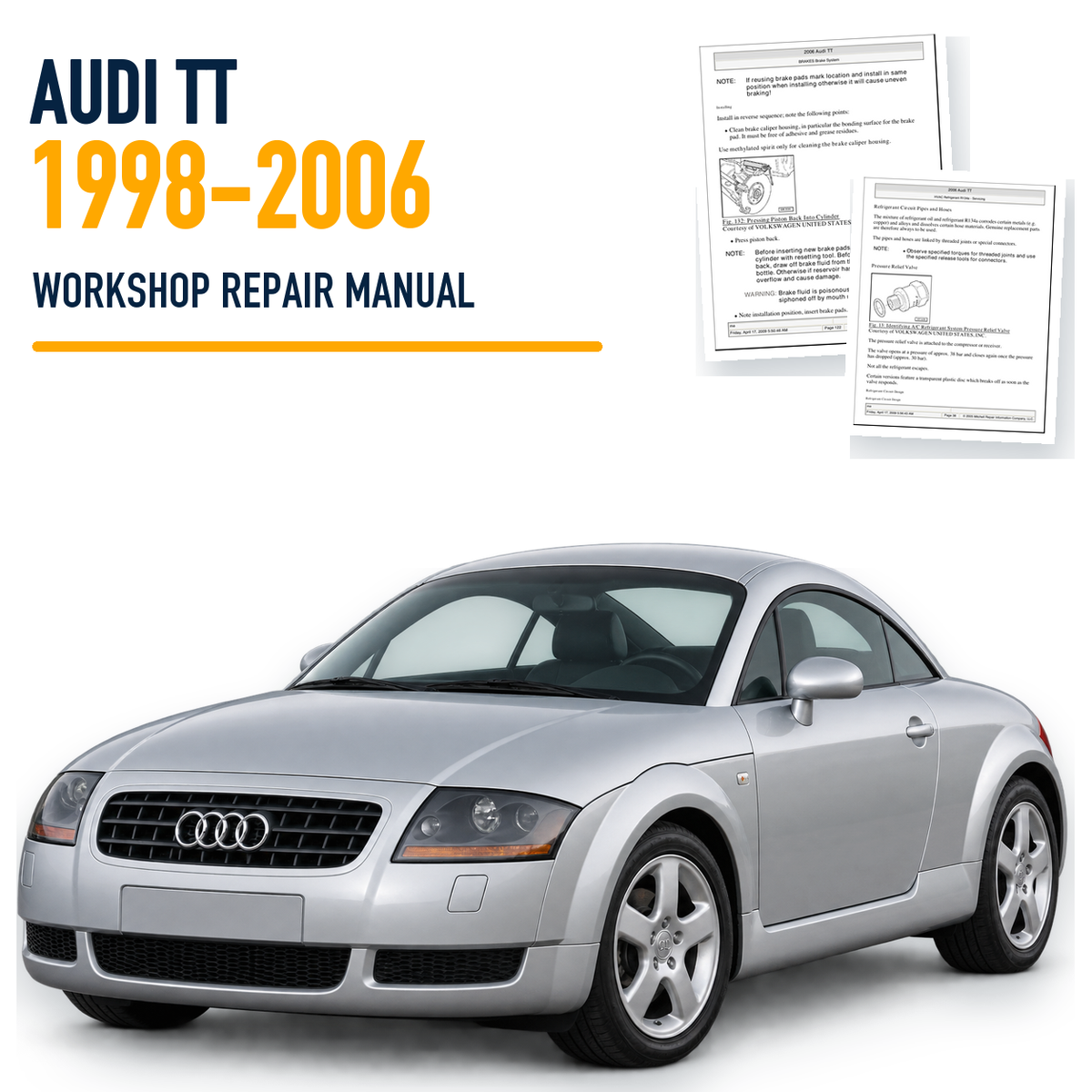 Audi TT 1998-2006 workshop repair manual with representative 8N coupe and genuine source-page previews