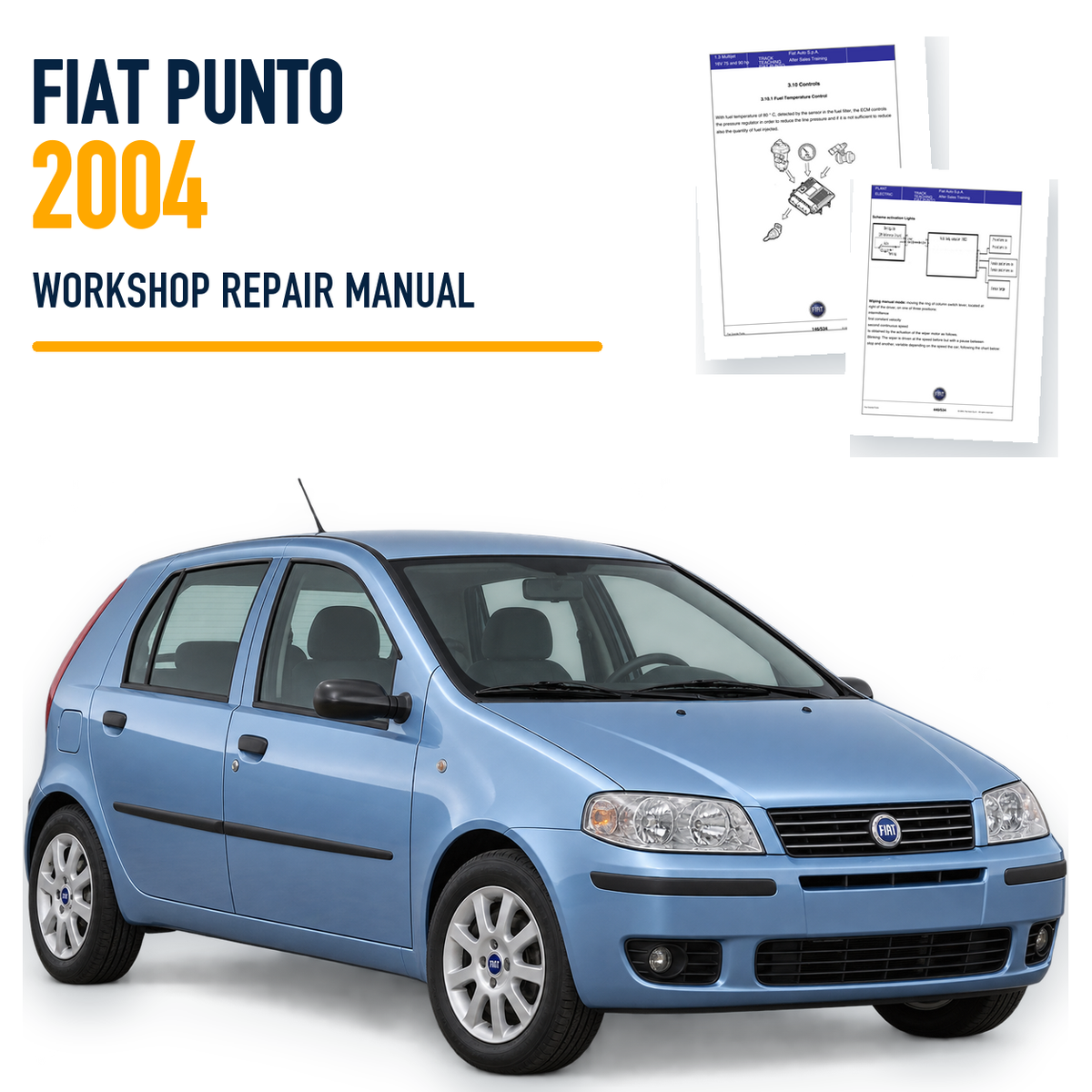 Fiat Punto 2004 workshop repair manual with representative hatchback and source pages