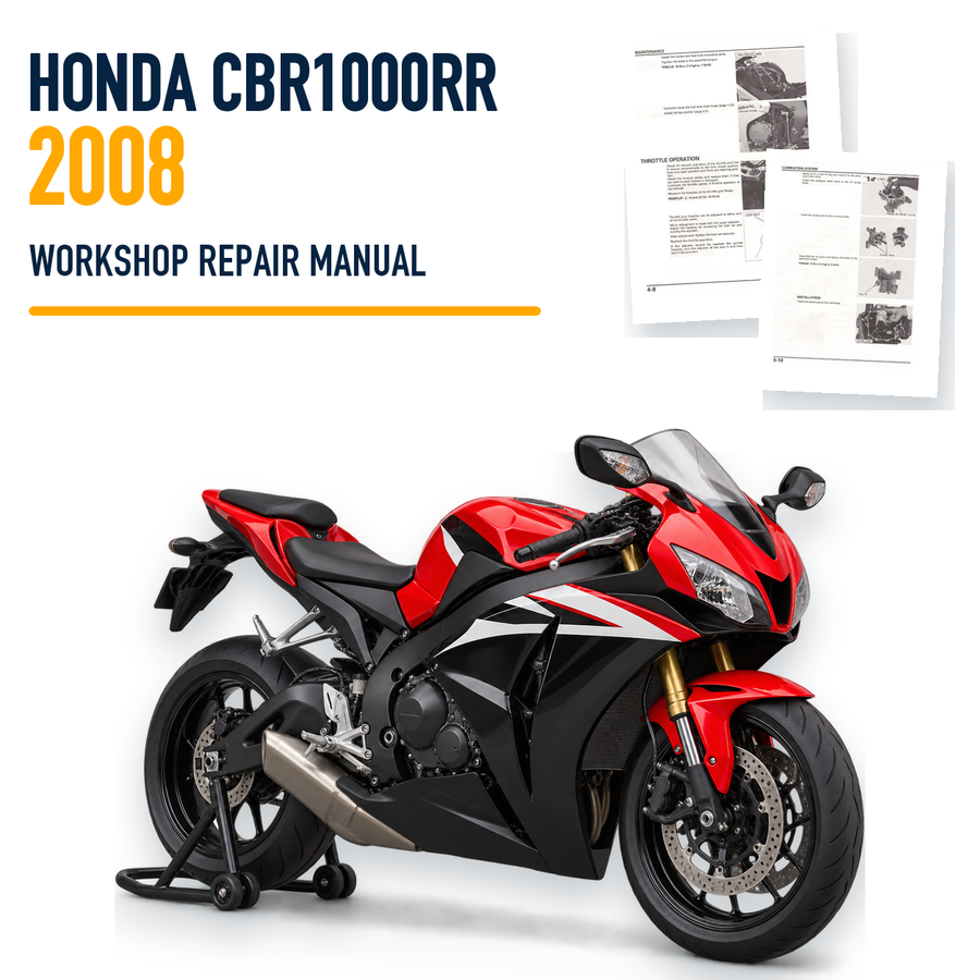 Honda CBR1000RR 2008 workshop repair manual with representative motorcycle and source pages
