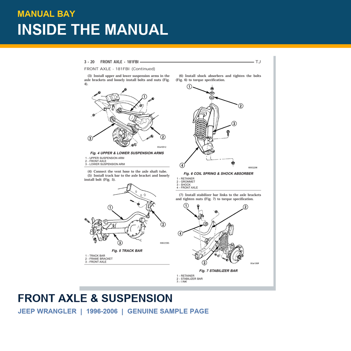 Genuine Jeep Wrangler 1996-2006 front axle and suspension manual sample page