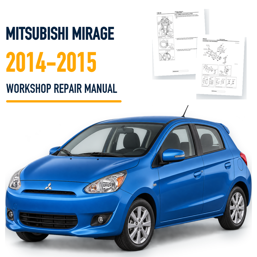 Mitsubishi Mirage 2014-2015 workshop repair manual with vehicle and genuine service page previews