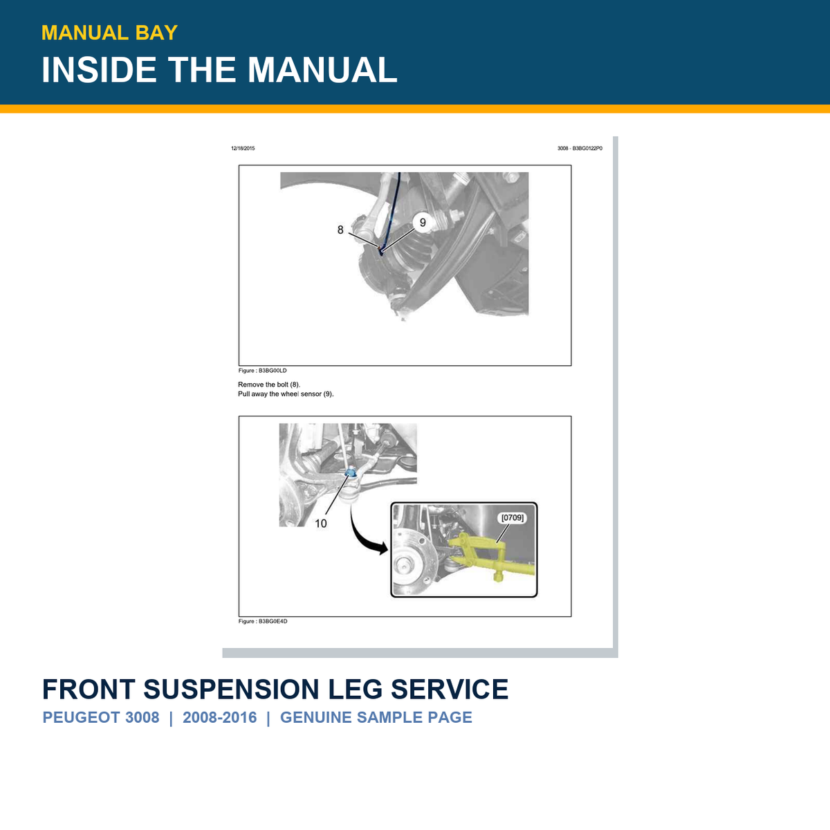 Genuine Peugeot 3008 2008-2016 front suspension leg service manual sample page