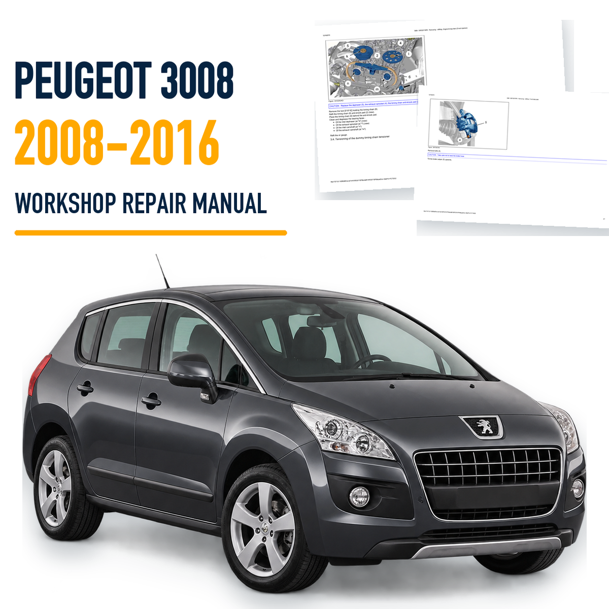 Peugeot 3008 2008-2016 workshop repair manual with vehicle and genuine service samples
