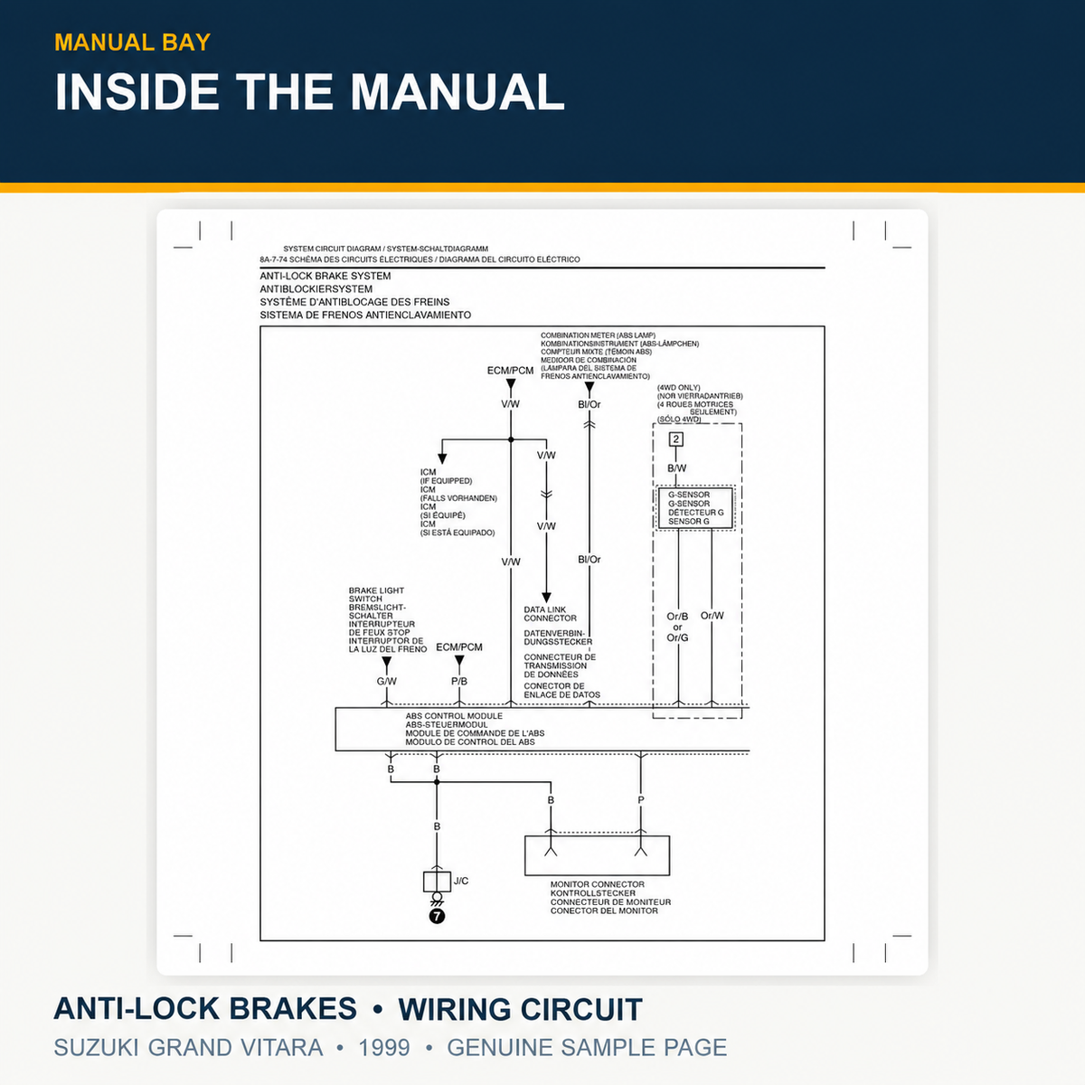 Genuine Suzuki Grand Vitara 1999 anti-lock brakes wiring diagram sample page