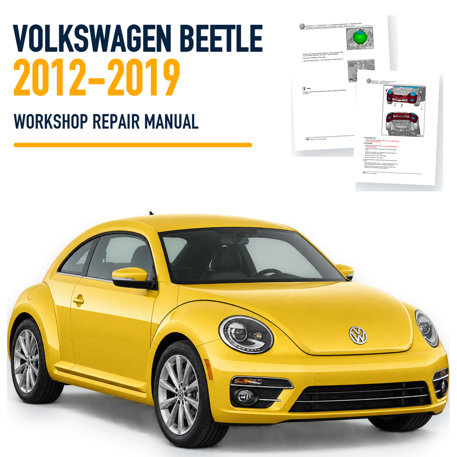 Volkswagen Beetle 2012-2019 workshop repair manual with representative vehicle and source pages