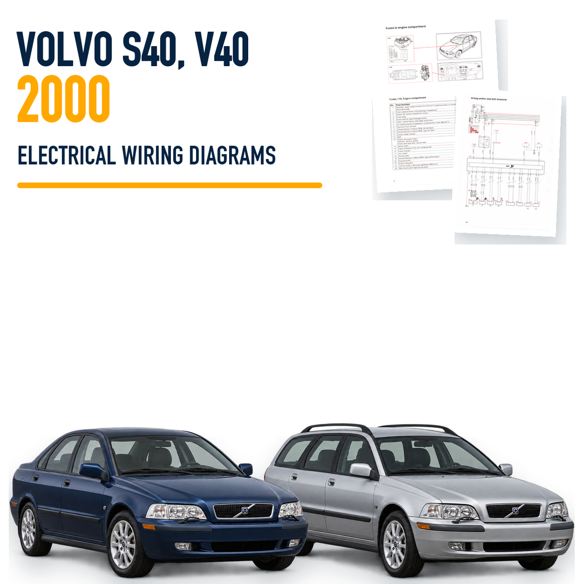 Volvo S40 and V40 2000 electrical wiring diagrams manual with representative pair and genuine sample pages